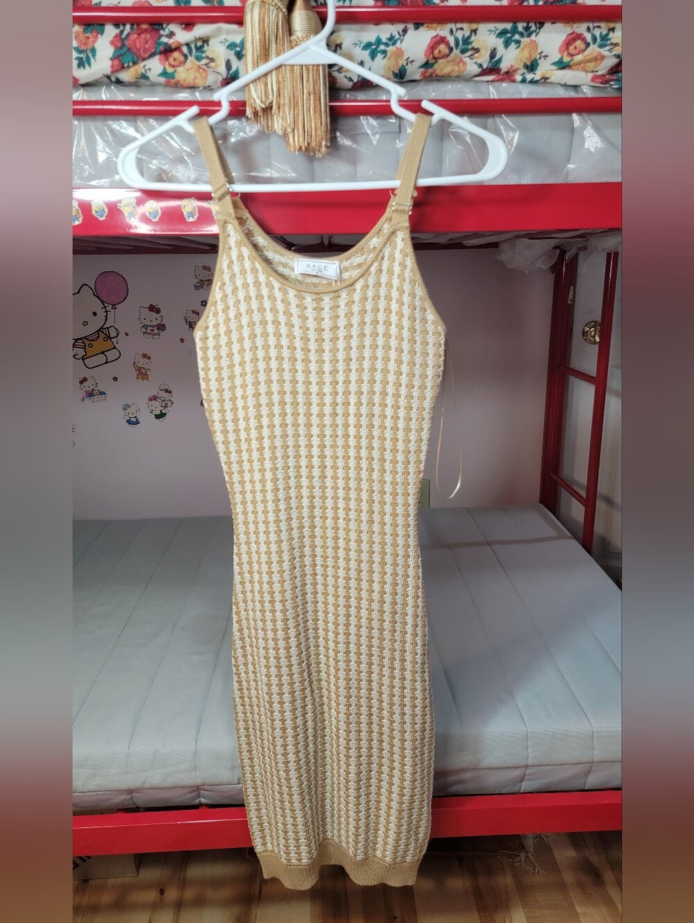 Sage Cream Knit Midi Tank Dress